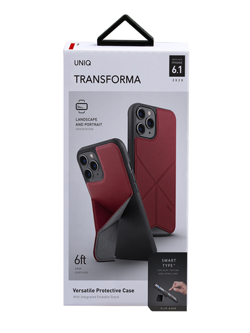 Чехол Uniq Transforma для iPhone 12/12 Pro / с раскладной магнитной подставкой красный