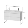 Duravit XSquare Тумба напольная под раковину # 235312, 4 ящика, 731x1184x460мм, цвет White High Gloss XS445602222