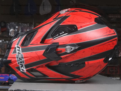 Кроссовый мотошлем NENKI NK-315, красный-чёрный