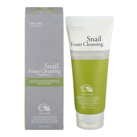 3W Clinic Snail Foam Cleansing - Пенка для лица с фильтратом улиточного муцина