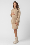 Утепленное платье для беременных и кормящих 14300 латте кожа беж