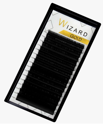 Ресницы черные Wizard GOLD отдельные длины 16 линий