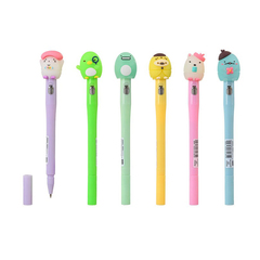 Ручка шариковая, Basir, синие чернила, серия "Забавные фигурки", с резиновой фигуркой и фонариком, 36 шт