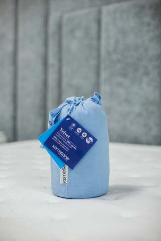 Наматрасник 160х200 Velvet голубой