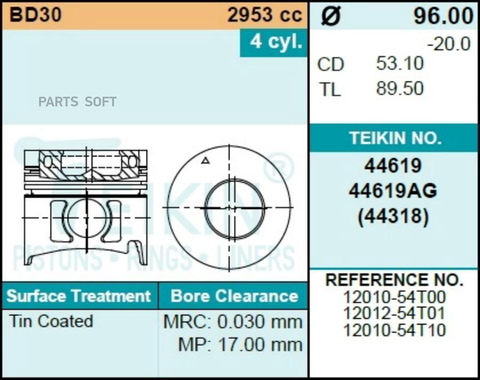 Поршень двигателя TEIKIN 44619 STD (4шт/упак)