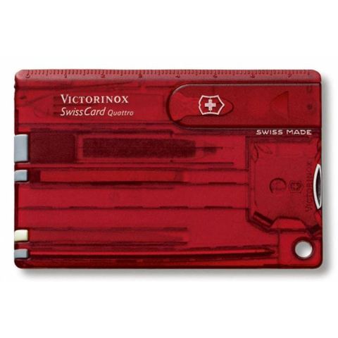 Швейцарская карта Victorinox SwissCard (0.7200.T) Quattro Ruby 14 функций прозрачный красный
