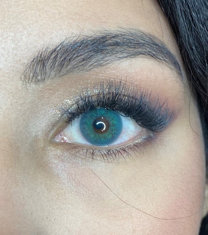 Натуральные бирюзовые цветные линзы Marquise Rumeisa green / Бирюзовые цветные линзы для светлых и темных глаз / 12 месяцев