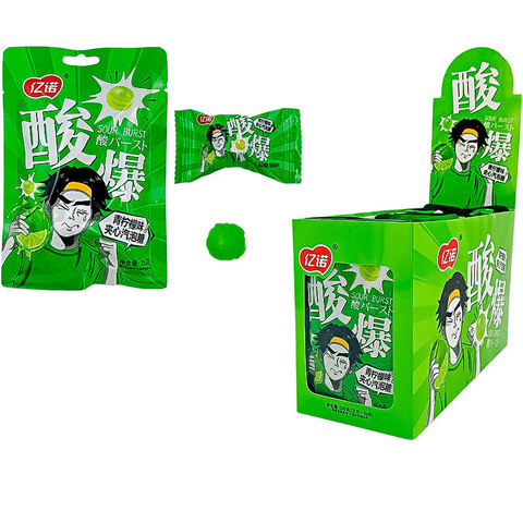 Конфеты кислые со вкусом лайма Yinuo 1кор*12бл*20шт, 25гр