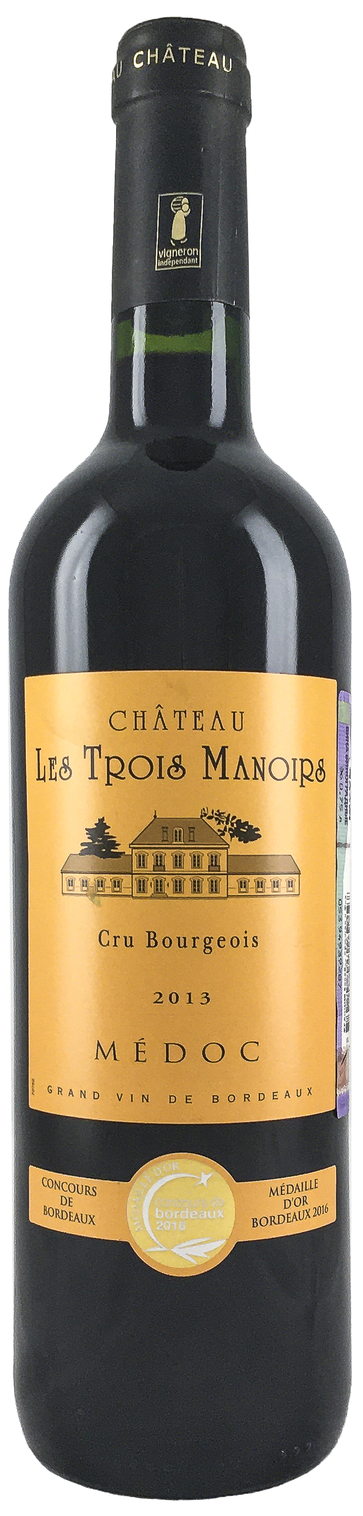 Вино Шато Ле Труа Мануар з.н.м.п. Бордо (AOC Medoc Cru Bourgeois) 2013г крас.сух. 0,75 л. Франция