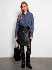 Юбка Муза из эко кожи (черная)