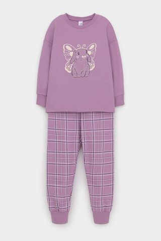 пижама  для девочки  К 1567/светло-лиловый,шотландская клетка