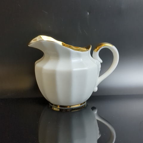 Молочник "Золотая лента" фарфоровый, Дмитровский завод Вербилки, позолота, винтаж СССР 1965-1991 гг