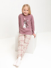 пижама  для девочки  К 1623/морозная вишня,текстильная клетка