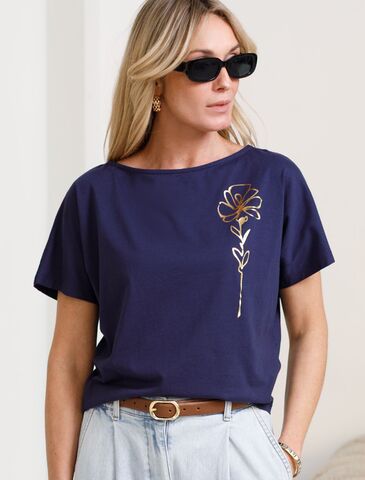 Нарядная футболка с блестящим принтом  D49.133 (131374)