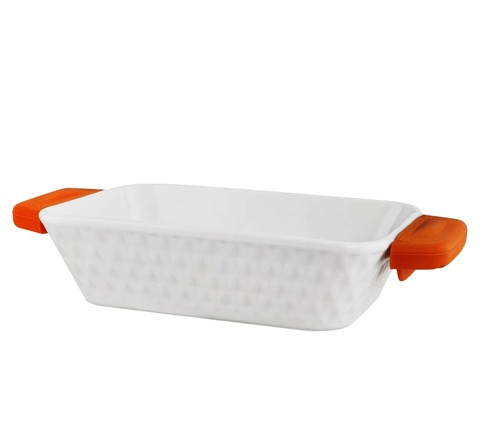 Прямоугольное блюдо для запекания с силиконовыми ручками, 26 см - Белый