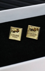 Серьги пусеты квадратные CELINE в форме лого качество lux