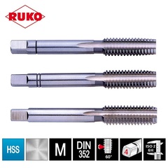 Метчик М30х3,5 (Комплект 3шт) DIN352 HSS-G 6h 125мм a=18 Ruko 230300