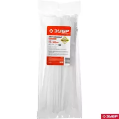 ЗУБР КСР-Б1, 7.5 x 300 мм, нейлон РА66, 100 шт, белые, кабельные стяжки разъемные, Профессионал (309240-75-300)