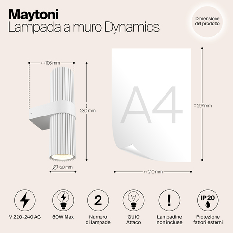 Настенный светильник Maytoni Dynamics MOD326WL-02W