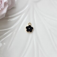 Подвеска Цветок с эмалью 11*9 мм, чёрная, позолота, П1044