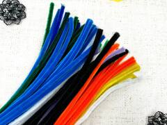 Проволока шенил/синель для рукоделия 6 мм, 30 см, 10 цветов, ассорти