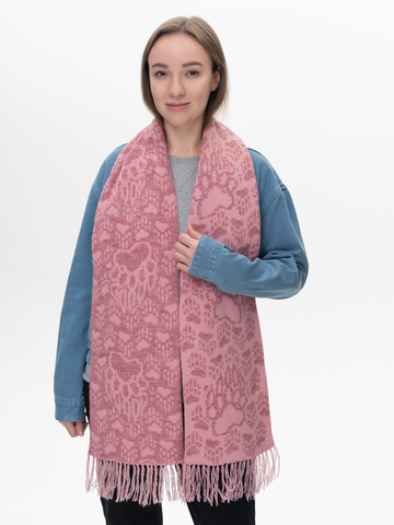 Шарф «Медвежий След» розового цвета (С бахромой)