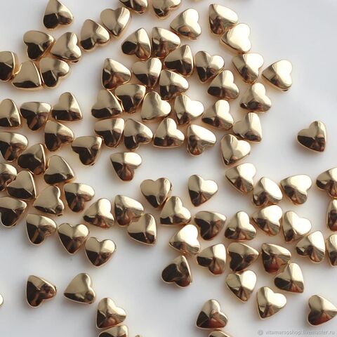 УЦЕНКА!!! Бусины разделители в форме сердца 6 мм, позолота, 4 штуки У044