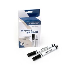 
          Маркер перманентный, Alingar, белый, перезаправляемый, пулевидный, 1,5 мм, 12шт/уп, европодвес