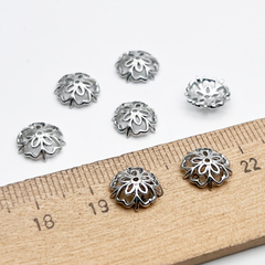 Шапочка, цвет серебро (родий), диаметр около 9,5 мм, цена за 10 штук