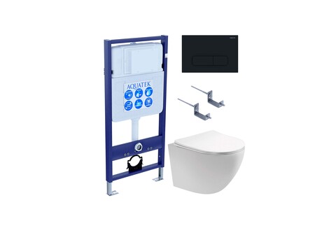 Aquatek SET Aquatek ЕВРОПА cm-017 4в1 SET Aquatek ЕВРОПА cm-017 4в1 (рама Aquatek Standard INS-0000012+крепеж KKI-0000002+клавиша KDI-0000017+унитаз ЕВРОПА AQ1900-00 с тонким сиденьем soft