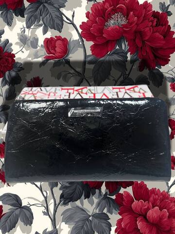 Кошелёк женский лаковый черный/красный, на молнии, компактный Velina Fabbiano