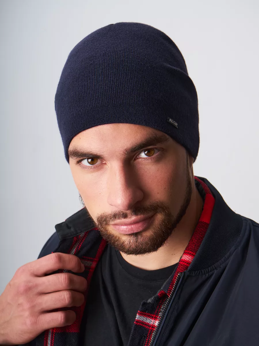 Шапка зимняя на флисе бини вязаная осень