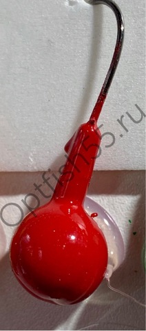 Джиг головка шар крашеный крючок Kumho2412 (Корея) 3гр (уп.10шт) цв.красный разм.4