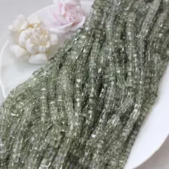 Хрусталь (стекло) граненный, кубик, серо-зелёный, 6 мм, 1 нить, К215