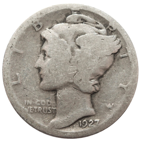 1 дайм (10 центов) 1927. США F (Меркурий) Серебро