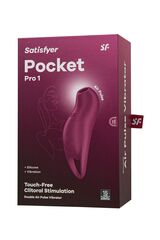 Малиновый вакуум-волновой стимулятор клитора с вибрацией Pocket Pro 1 - 