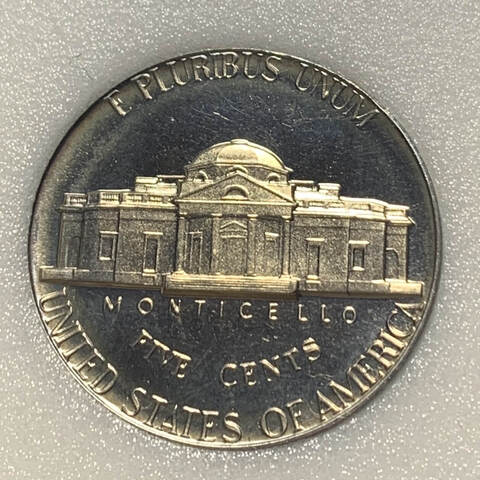 США 5 центов (cents) 1976 S Proof "Jefferson Nickel (Джефферсон)" в слабе GEC PR70 DCAM