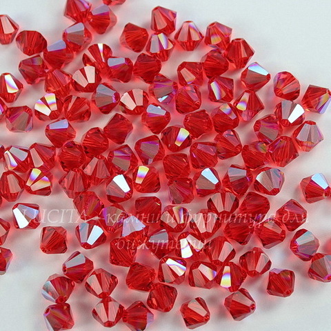 5328 Бусина - биконус Сваровски Light Siam Shimmer 6 мм, 5 штук