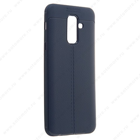 Накладка Carbon 360 силиконовая с кожаными вставками для Samsung Galaxy A6 A600 2018 синий