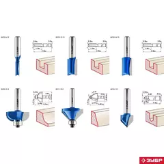 ЗУБР 12 шт, набор профильных фрез по дереву, Профессионал (28796-H12)