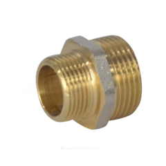 Ниппель латунь никель переходной Ду 20х15 (3/4"х1/2") НР 9023 ГОСТ 32585-2013 Aquasfera 9023-03