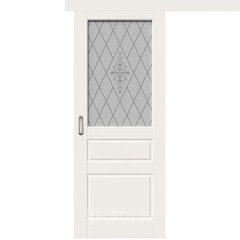 Купить Межкомнатная одностворчатая дверь купе эмаль VFD Chester Ivory слоновая кость остеклённая