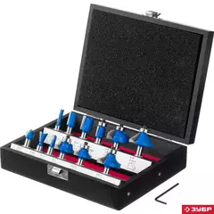 ЗУБР 12 шт, набор профильных фрез по дереву, Профессионал (28796-H12)