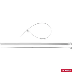 ЗУБР КСР-Б1, 7.5 x 300 мм, нейлон РА66, 100 шт, белые, кабельные стяжки разъемные, Профессионал (309240-75-300)