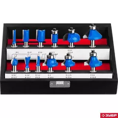 ЗУБР 12 шт, набор профильных фрез по дереву, Профессионал (28796-H12)