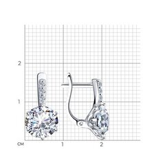 Серьги классические из серебра с фианитами