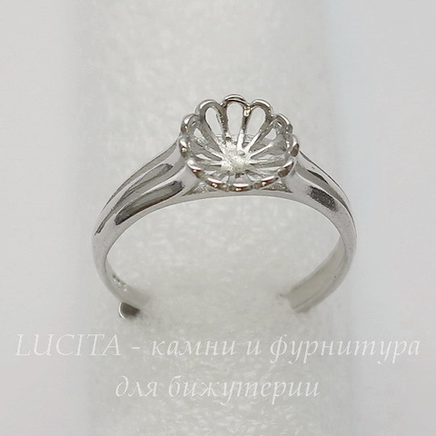 Основа для кольца с филигранным цветком 7,5 мм (цвет - платина)