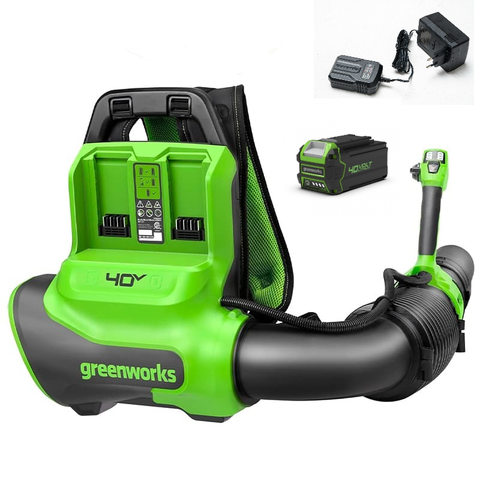 Ранцевая воздуходувка аккумуляторная Greenworks Арт. 2408107UB, 40V, бесщеточный, с АКБ 4Ач и ЗУ.