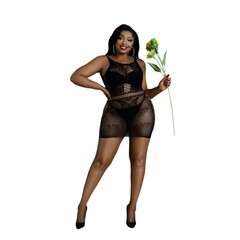 Сексуальное платье-сетка с принтом бабочек от Moonlight модель № 01 черное (plus size)