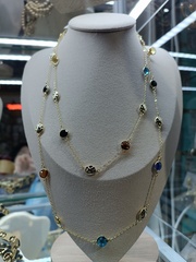 Колье -цепочка МОНПАСЬЕ 2 с цветными вставками длинная/короткая